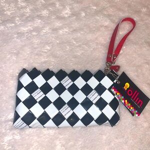 🎁NWT Nahui Olin  Black/White Candy Wrapper Camara Wristlet Bag